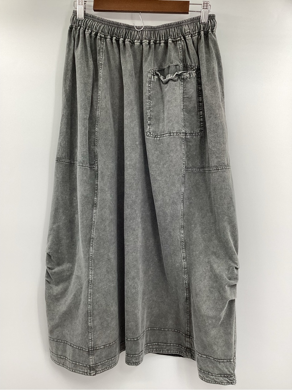 easel Washed Gray Wide Drawstring Jogger Knit Skirt - Picture 2 of 10
